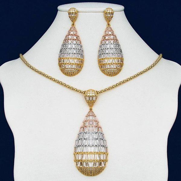 earrings & necklace modemangel luxury waterdrop geometry super full micro paved cubic zircon dress engagement party earring jewelry gift, Silver 
earrings & necklace modemangel luxury waterdrop geometry super full micro paved cubic zircon dress engagement party earring jewelry gift, Silver