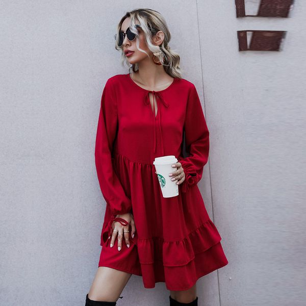 2021 autumn winter ruffles solid casual o neck high waist above knee for women new fashion cpny, Black;gray
2021 autumn winter ruffles solid casual o neck high waist above knee for women new fashion cpny, Black;gray