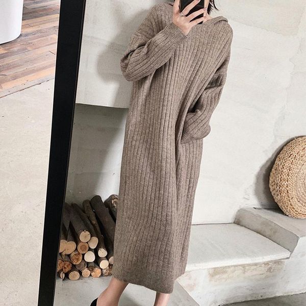 casual dresses nice women's spring autumn solid long knitted dress korean style ladies loose sleeve hooded for female, Black;gray
casual dresses nice women's spring autumn solid long knitted dress korean style ladies loose sleeve hooded for female, Black;gray