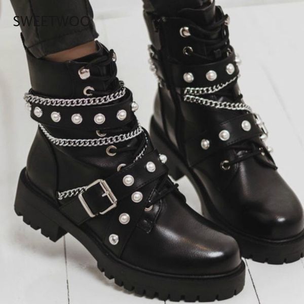 boots 2021 women's punk motorcycle metal chain decoration thick bottom square heel rivet zipper trend designer cool car shoes, Black
boots 2021 women's punk motorcycle metal chain decoration thick bottom square heel rivet zipper trend designer cool car shoes, Black