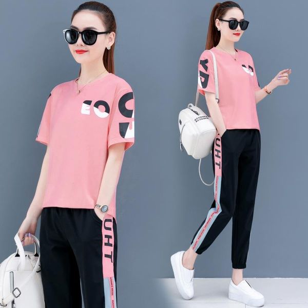 women's two piece pants fashion trend set young sports short sleeved trousers summer outfits for women 2021 clothes white pink black
women's two piece pants fashion trend set young sports short sleeved trousers summer outfits for women 2021 clothes white pink black