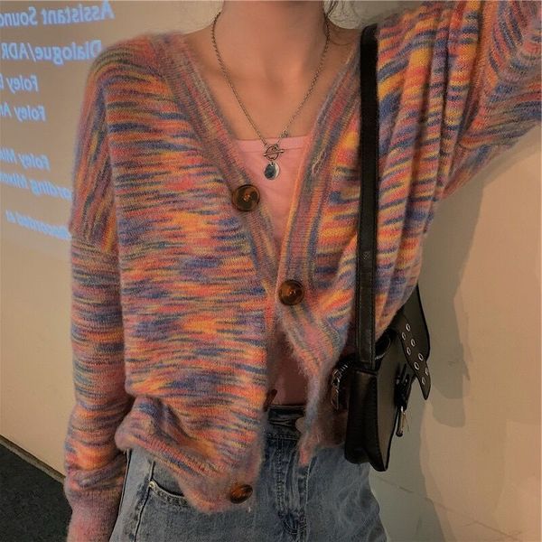 2021 style mix color rendering color tie-die cardigans women sweater retro single-breasted buttons long sleeve knitted, White;black
2021 style mix color rendering color tie-die cardigans women sweater retro single-breasted buttons long sleeve knitted, White;black