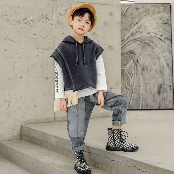 2021 hancuhk children's spring new and autumn personalized vt three piece boys' jeans suit, White
2021 hancuhk children's spring new and autumn personalized vt three piece boys' jeans suit, White