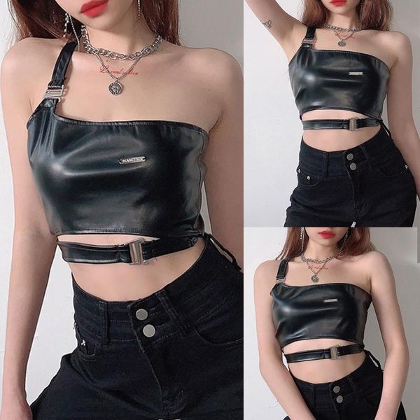 ladies one shoulder wrapped chest fashionable personality asymmetric metal slim camisole women sleeveless wrap chest vest, White
ladies one shoulder wrapped chest fashionable personality asymmetric metal slim camisole women sleeveless wrap chest vest, White