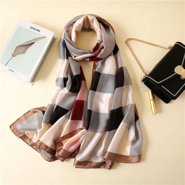 2020 spring and autumn new women's silk shawl fashion british style plaid warm long scarf, Blue;gray
2020 spring and autumn new women's silk shawl fashion british style plaid warm long scarf, Blue;gray