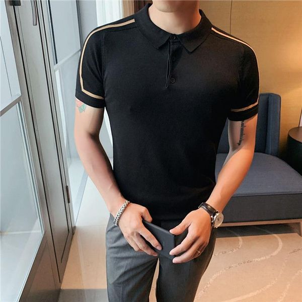 summer fashion trendy black men polos gold color matching stripes slim knit polo shirt short sleeve camisa hombre italy, White;black
summer fashion trendy black men polos gold color matching stripes slim knit polo shirt short sleeve camisa hombre italy, White;black