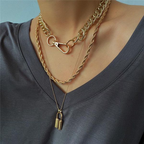pendant necklaces drop multilayer chain lock for women hip hop rock punk long sweater gold necklace collares, Silver
pendant necklaces drop multilayer chain lock for women hip hop rock punk long sweater gold necklace collares, Silver
