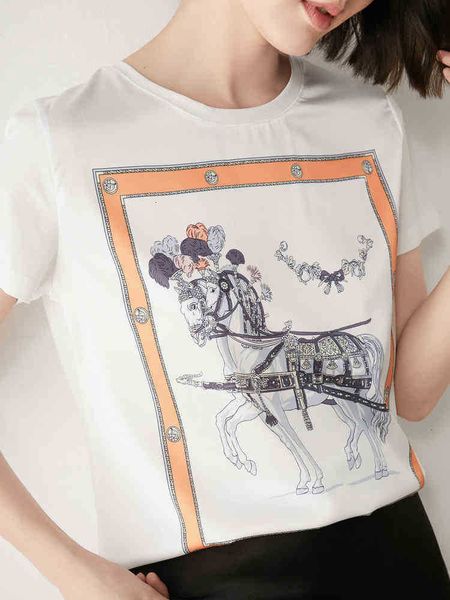 women's t-shirt summer silk short-sleeved t-shirt women's blouse uuju, White
women's t-shirt summer silk short-sleeved t-shirt women's blouse uuju, White