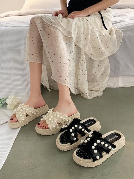 slippers shoes ladies' platform slipers women med shale female beach luxury slides string bead flat 2021 sabot designer rubber f, Black
slippers shoes ladies' platform slipers women med shale female beach luxury slides string bead flat 2021 sabot designer rubber f, Black