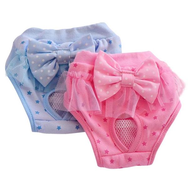 bowknot soft and comfortable physiological pants two pack for pet