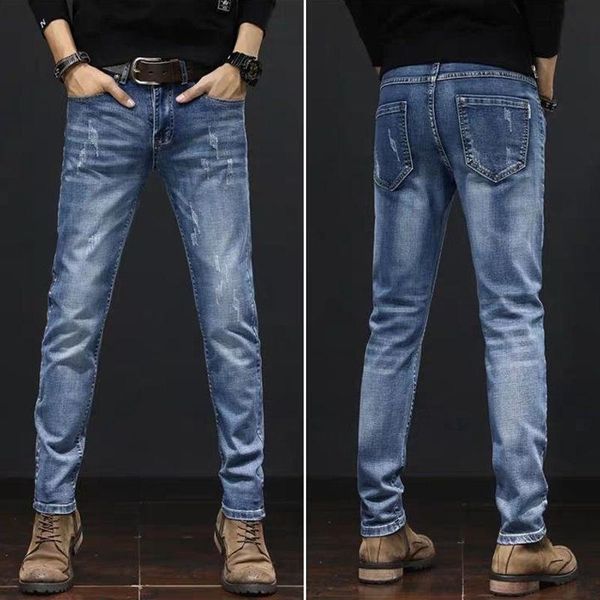 men's jeans summer thin slim elastic small foot trousers korean fashion light pants versatile, Blue
men's jeans summer thin slim elastic small foot trousers korean fashion light pants versatile, Blue