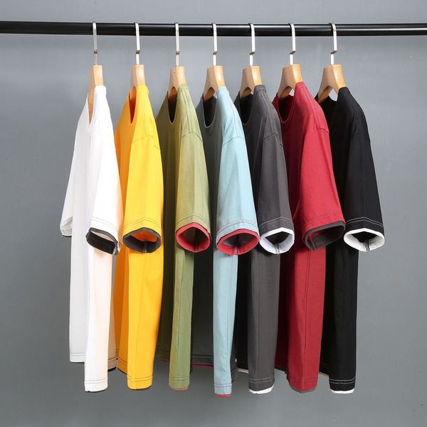 ew 2020 summer short pure color cotton loose korean men's fake two and a half sleeve t-shirt, White;black
ew 2020 summer short pure color cotton loose korean men's fake two and a half sleeve t-shirt, White;black