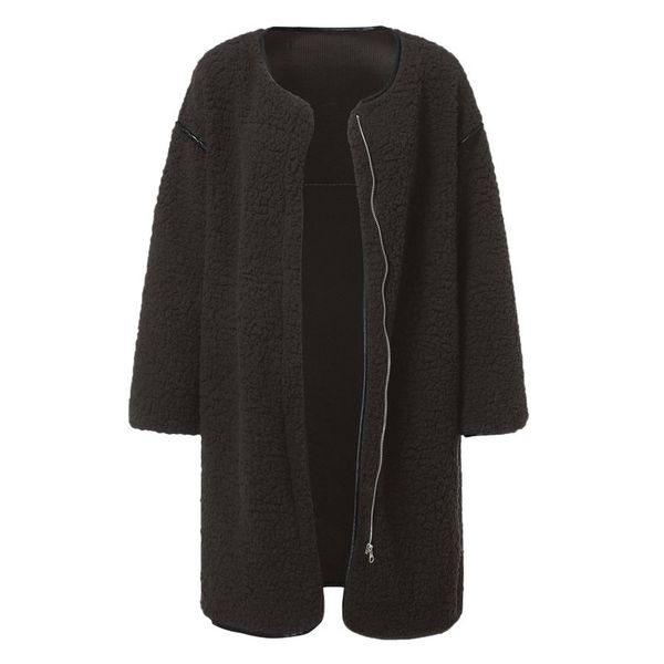 women rits effen color loose lam wool doek warm jas o-neck random long coats winter streetwear, Black;brown
women rits effen color loose lam wool doek warm jas o-neck random long coats winter streetwear, Black;brown