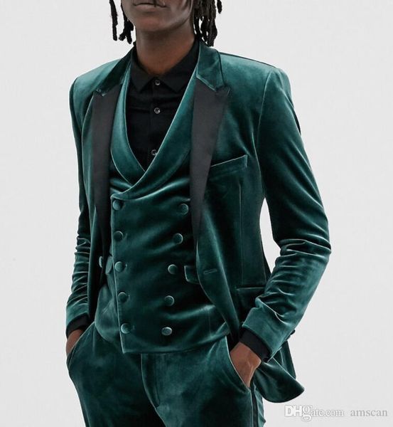 men's suits & blazers dark green velveteen 3pcs closure collar men slim fit costume wedding dress groom tuxedos prom coat+pant+vest+tie, White;black
men's suits & blazers dark green velveteen 3pcs closure collar men slim fit costume wedding dress groom tuxedos prom coat+pant+vest+tie, White;black