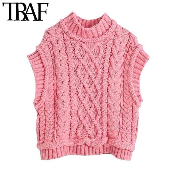 traf women sweet fashion cable knitted cropped vest sweater vintage high neck sleeveless female waistcoat chic 210819, Black;white
traf women sweet fashion cable knitted cropped vest sweater vintage high neck sleeveless female waistcoat chic 210819, Black;white