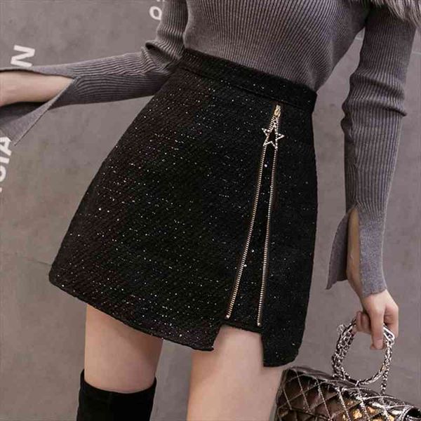 sequin high waist a line womens skirt wool mini zipper slit fashion black short e girl miniskirt falda c222
sequin high waist a line womens skirt wool mini zipper slit fashion black short e girl miniskirt falda c222