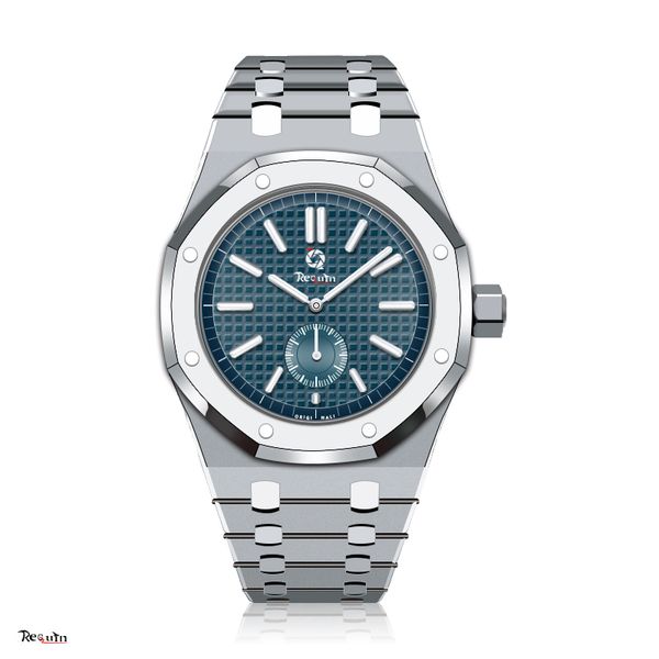 men's luxury automatic mechanical watch 15202 requin silver white stainless steel case blue 3-hand calendar grid dial folding clasp 45m, Slivery;brown
men's luxury automatic mechanical watch 15202 requin silver white stainless steel case blue 3-hand calendar grid dial folding clasp 45m, Slivery;brown