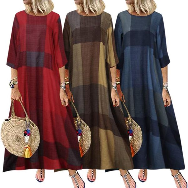 vintage plaid print holiday dress women o-neck three quarter sleeve vesidos loose summer holiday robe spring 2021 new, Black;gray
vintage plaid print holiday dress women o-neck three quarter sleeve vesidos loose summer holiday robe spring 2021 new, Black;gray