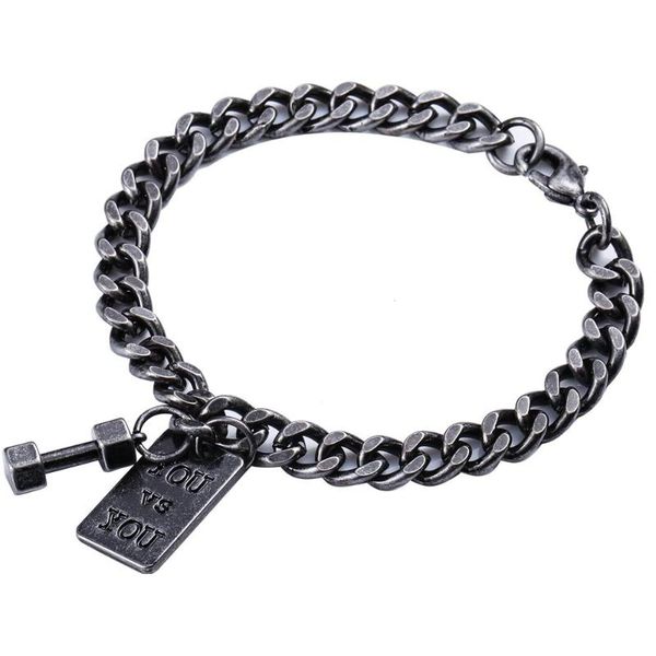 link, chain stainless steel 7mm 20cm miami cuban link bangle women men letter me you dog dumbbell charm bracelets, Black
link, chain stainless steel 7mm 20cm miami cuban link bangle women men letter me you dog dumbbell charm bracelets, Black