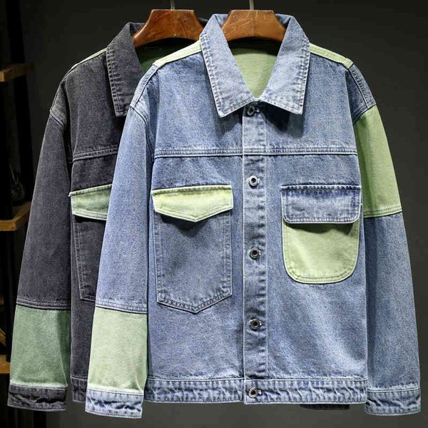 men's jackets denim 2021 autumn trend casual personalized stitching loose men, Black;brown
men's jackets denim 2021 autumn trend casual personalized stitching loose men, Black;brown