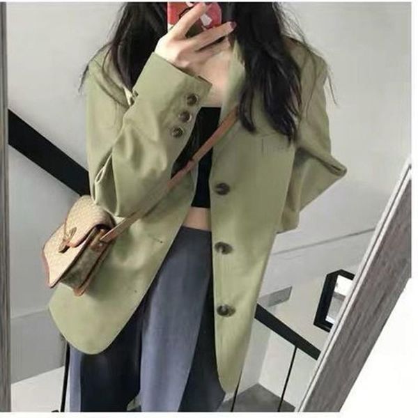 women's suits & blazers 2021 arrival korean style autumn women loose casual vintga single breasted notched collar long sleeve coat p21, White;black
women's suits & blazers 2021 arrival korean style autumn women loose casual vintga single breasted notched collar long sleeve coat p21, White;black