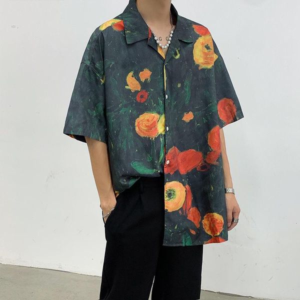 men's casual shirts summer flower fashion printed men streetwear korean loose hawaiian mens short-sleeved, White;black
men's casual shirts summer flower fashion printed men streetwear korean loose hawaiian mens short-sleeved, White;black