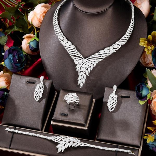 earrings & necklace soramoore charms 4pcs luxury nigerian jewelry set for women wedding cubic zircon dubai bridal earring bangle ring, Silver
earrings & necklace soramoore charms 4pcs luxury nigerian jewelry set for women wedding cubic zircon dubai bridal earring bangle ring, Silver