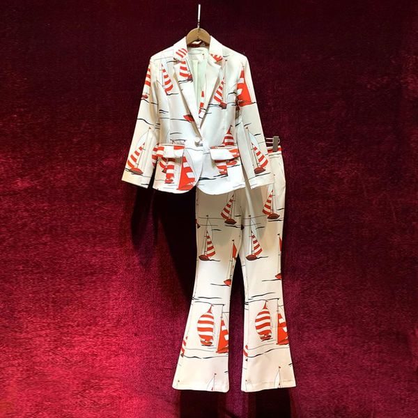 women's two piece pants european and american autumn 2021 printed coat with long sleeves the horn trousers fashion suits, White
women's two piece pants european and american autumn 2021 printed coat with long sleeves the horn trousers fashion suits, White