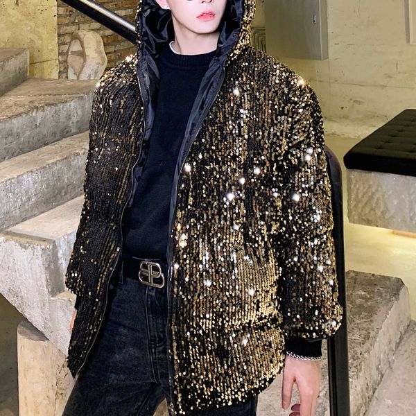 2021 New Sequin Parka Jaqueta Inverno Streetwear Stage Coat Men Winterjas Heren Hooded Winter Jacket Gold Siver Party Club Wear Uz5q, Black
2021 New Sequin Parka Jaqueta Inverno Streetwear Stage Coat Men Winterjas Heren Hooded Winter Jacket Gold Siver Party Club Wear Uz5q, Black
