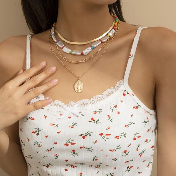 pendant necklaces vintage baroque multi-layer irregular imitation pearl colorful beaded oval metal clavicle necklace for women jewelry, Silver
pendant necklaces vintage baroque multi-layer irregular imitation pearl colorful beaded oval metal clavicle necklace for women jewelry, Silver