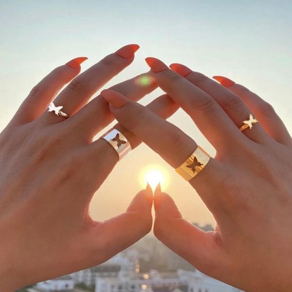 cluster rings 2pc butterfly ring set for women men romantic lover couple adjustable openning wedding jewelry christmas gift, Golden;silver
cluster rings 2pc butterfly ring set for women men romantic lover couple adjustable openning wedding jewelry christmas gift, Golden;silver
