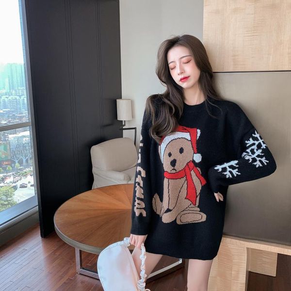 winter christmas bear sweaters woman long knitted warm sweater casual streetwear o neck long sleeve sweater winter clothes, White;black
winter christmas bear sweaters woman long knitted warm sweater casual streetwear o neck long sleeve sweater winter clothes, White;black