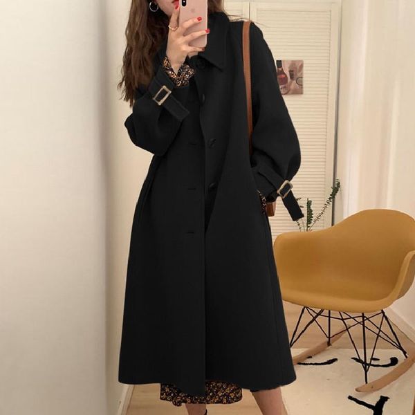 women's wool & blends autumn winter black mid-length double-sided woolen coat womens fashion loose cloth jackets for women 2021 veste f
women's wool & blends autumn winter black mid-length double-sided woolen coat womens fashion loose cloth jackets for women 2021 veste f