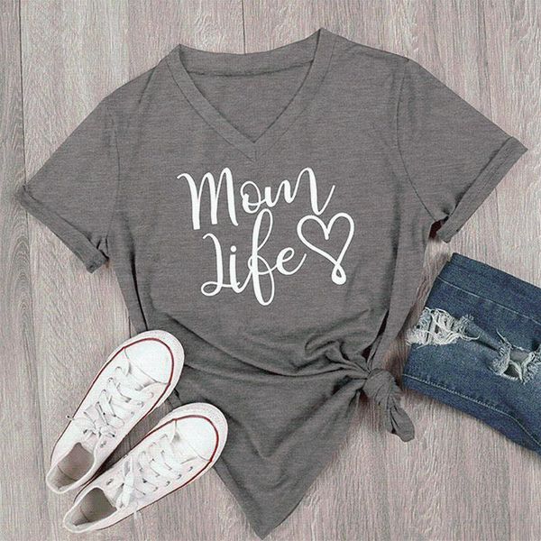 gaoke summer casual tshirt mom life letter printed v-neck short sleeve tees female loose tees t-shirt for women gray, White
gaoke summer casual tshirt mom life letter printed v-neck short sleeve tees female loose tees t-shirt for women gray, White