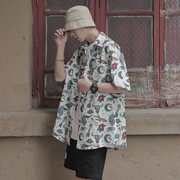 2021 new summer men's fashion cartoon printed short-sleeved hawaiian shirt camisa masculina streetwear french cuff mens shirts -xl cf2, White
2021 new summer men's fashion cartoon printed short-sleeved hawaiian shirt camisa masculina streetwear french cuff mens shirts -xl cf2, White