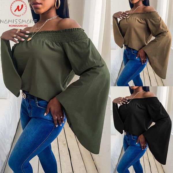 fashion women solid color t-shirts shrinkage design slash neck long flare sleeve spring autumn casual loose pullovers top, White
fashion women solid color t-shirts shrinkage design slash neck long flare sleeve spring autumn casual loose pullovers top, White