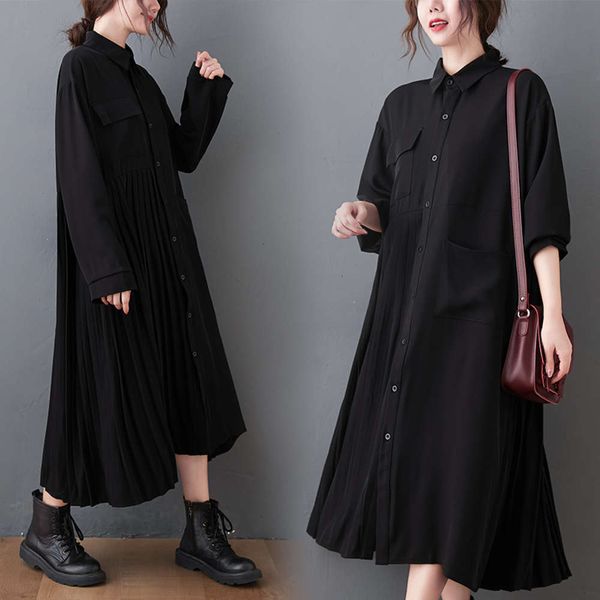 20212021 spring new literature and art big size fat sister casual thin medium length long sleeve pleated dress women's wear, Black;gray
20212021 spring new literature and art big size fat sister casual thin medium length long sleeve pleated dress women's wear, Black;gray
