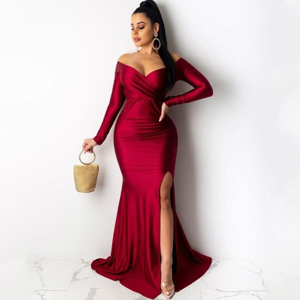 casual dresses women v neck solid color slim split floor length evening party dress vestidos, Black;gray
casual dresses women v neck solid color slim split floor length evening party dress vestidos, Black;gray