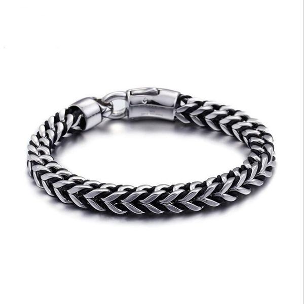 link, chain 22cm punk vintage men bike link bracelets stainless steel arrow shaped charm leather hand male jewelry, Black
link, chain 22cm punk vintage men bike link bracelets stainless steel arrow shaped charm leather hand male jewelry, Black