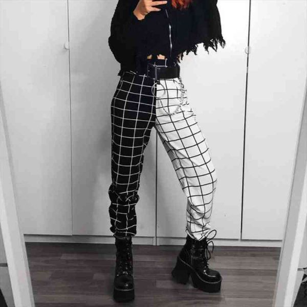 women jogger pants black white checkerboard splicing casual trousers plaid loose slimming wear female sports cool long pants
women jogger pants black white checkerboard splicing casual trousers plaid loose slimming wear female sports cool long pants