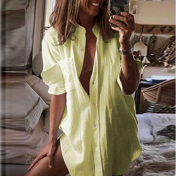 women's blouses & shirts 2021 long sleeve single breasted blouse autumn cotton women chic retro vintage plus size loose casual solid co, White
women's blouses & shirts 2021 long sleeve single breasted blouse autumn cotton women chic retro vintage plus size loose casual solid co, White