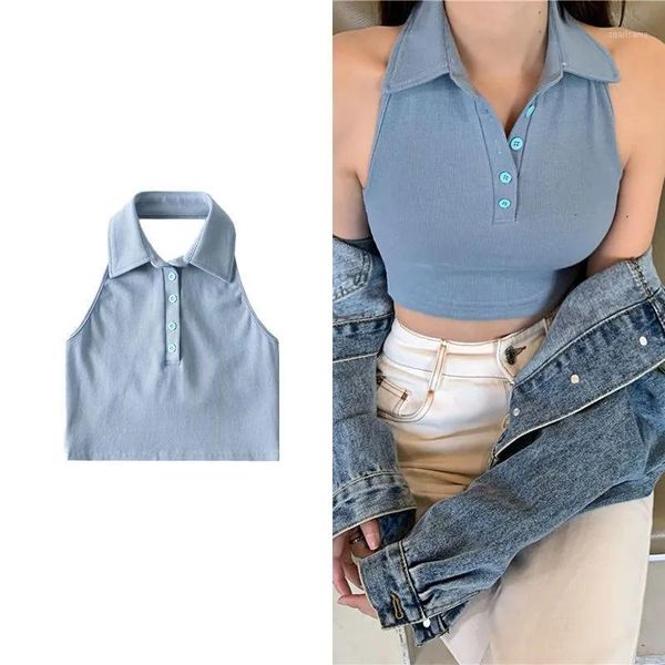 women's t-shirt summer american female harajuku solid color slim buttons crop halter casual fashion kawaii y2k women clothing, White
women's t-shirt summer american female harajuku solid color slim buttons crop halter casual fashion kawaii y2k women clothing, White