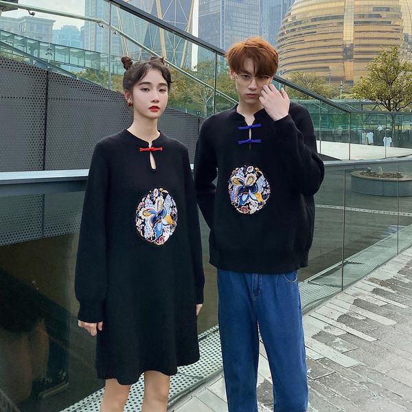 women's hoodies & sweatshirts 2021 lovers clothes vintage cheongsam improved long-sleeved dress male chinese-style knitwear couples, Black
women's hoodies & sweatshirts 2021 lovers clothes vintage cheongsam improved long-sleeved dress male chinese-style knitwear couples, Black