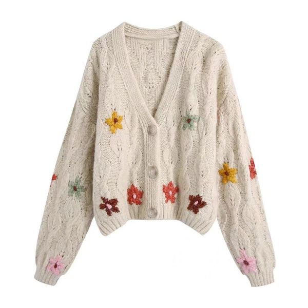 women's knits & tees zxqj sweet women beige knitted cardigan 2021 autumn fashion ladies loose oversize sweater female floral embroidery, White
women's knits & tees zxqj sweet women beige knitted cardigan 2021 autumn fashion ladies loose oversize sweater female floral embroidery, White