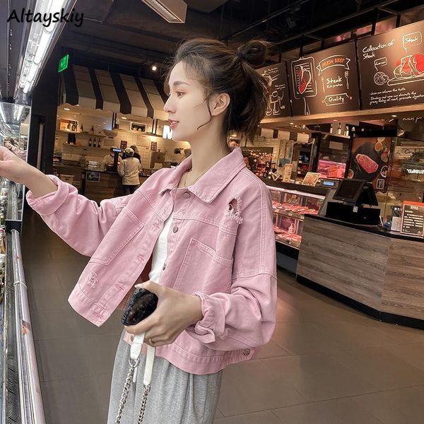 women's jackets basic women pink outwear stylish teens denim clothes harajuku mujer spring solid casual daily frayed pockets design, Black;brown
women's jackets basic women pink outwear stylish teens denim clothes harajuku mujer spring solid casual daily frayed pockets design, Black;brown