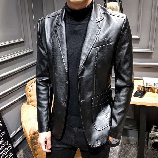 straight suit jacket washed pu slim fit young business men's leather coat hair, Black;brown
straight suit jacket washed pu slim fit young business men's leather coat hair, Black;brown