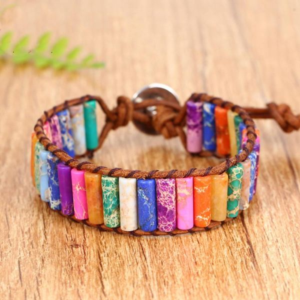 tennis 7 chakra bracelet jewelry handmade multicolor natural stone tube beads leather wrap yoga couples bracelets gifts, Golden;silver
tennis 7 chakra bracelet jewelry handmade multicolor natural stone tube beads leather wrap yoga couples bracelets gifts, Golden;silver