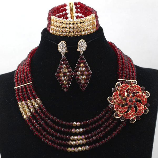 earrings & necklace unique royal red&champagne wedding jewelry beads set nigerian party handmade large stock hx402, Silver
earrings & necklace unique royal red&champagne wedding jewelry beads set nigerian party handmade large stock hx402, Silver