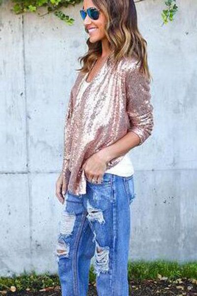 women's jackets clc ey 2021 summer fashion slim sequin design long sleeve buttonless cardigan jacket, Black;brown
women's jackets clc ey 2021 summer fashion slim sequin design long sleeve buttonless cardigan jacket, Black;brown