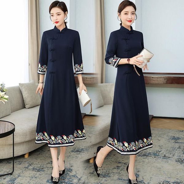 casual dresses coigarsam women dress autumn 2022 chinese style cheongsam embroidery blue robe vestidos, Black;gray
casual dresses coigarsam women dress autumn 2022 chinese style cheongsam embroidery blue robe vestidos, Black;gray